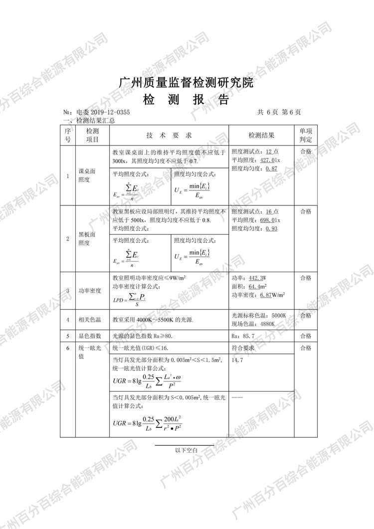 黃埔區(qū)科學(xué)城小學(xué)教室護眼照明工程改造檢驗報告-6